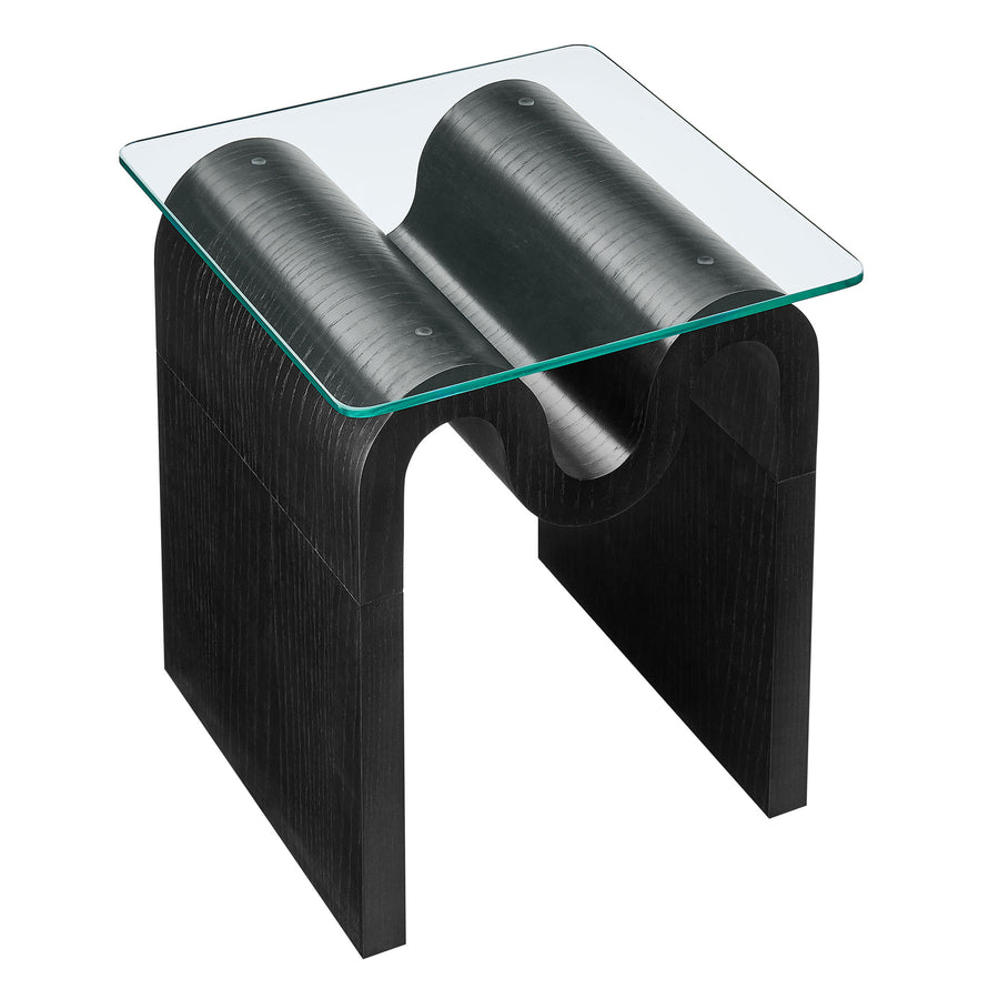 Agave Glass Top Side Table in Black