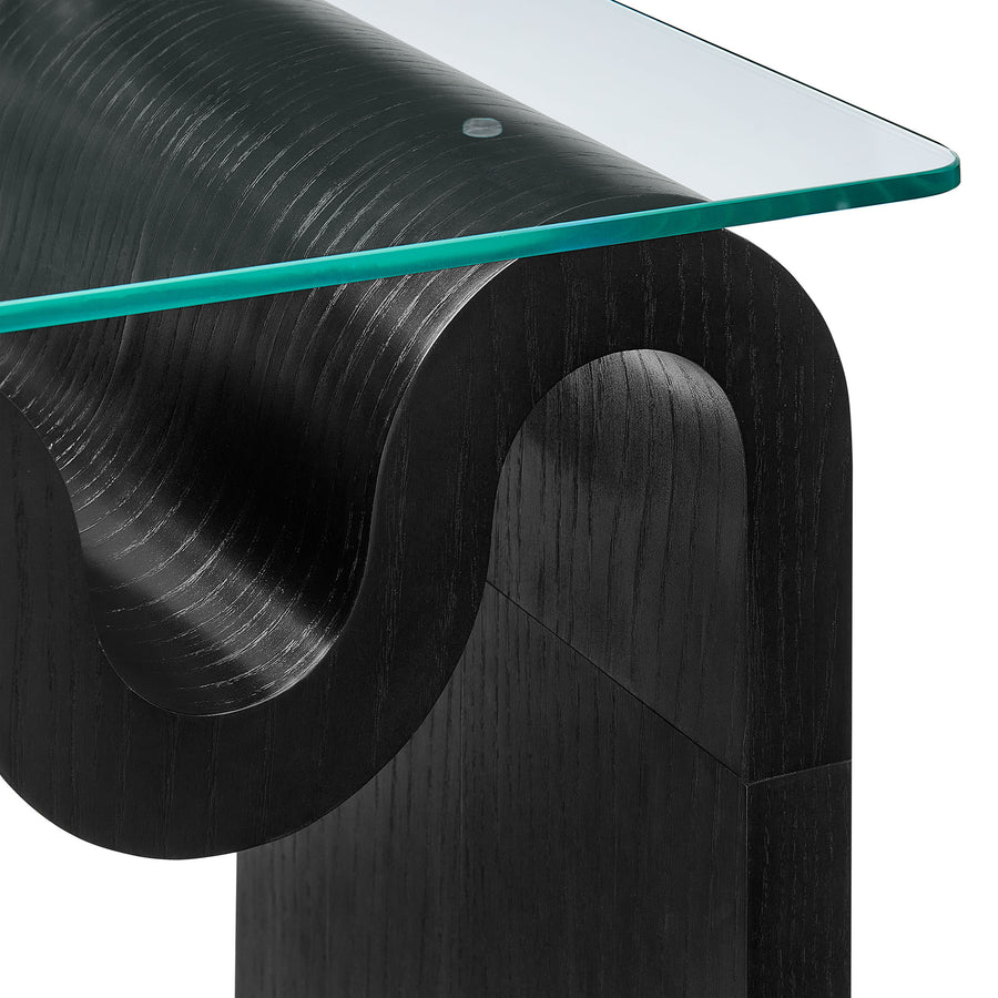Agave Glass Top Side Table in Black