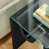 Agave Glass Top Side Table in Black