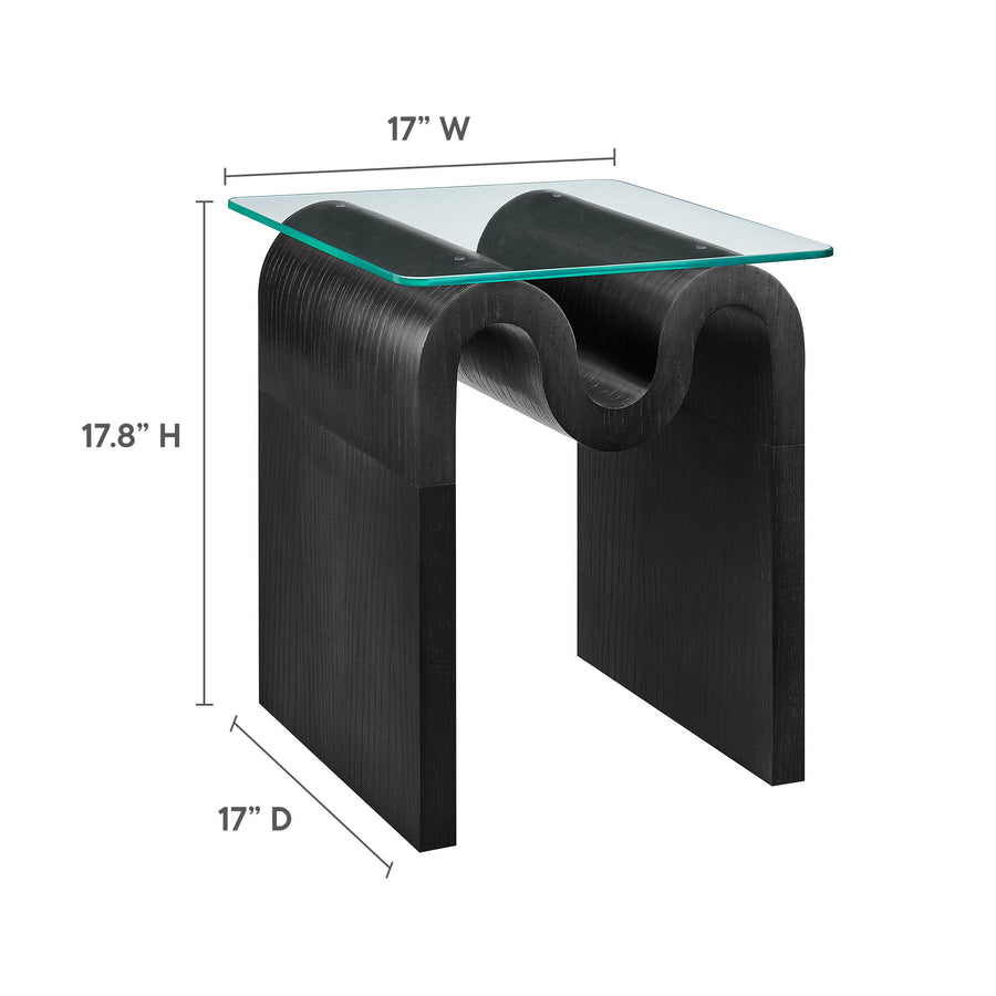 Agave Glass Top Side Table in Black