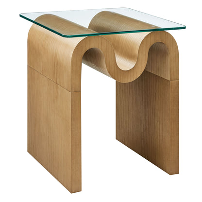 Ondine Glass Top Side Table by Furniture For America