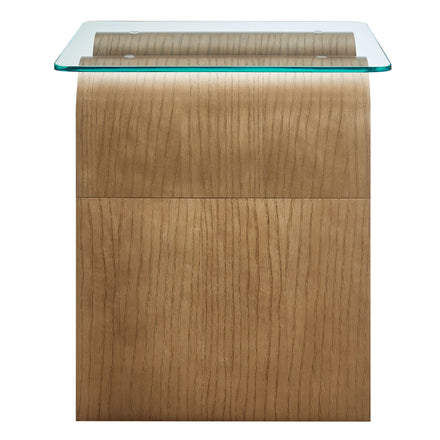 Ondine Glass Top Side Table in Natural