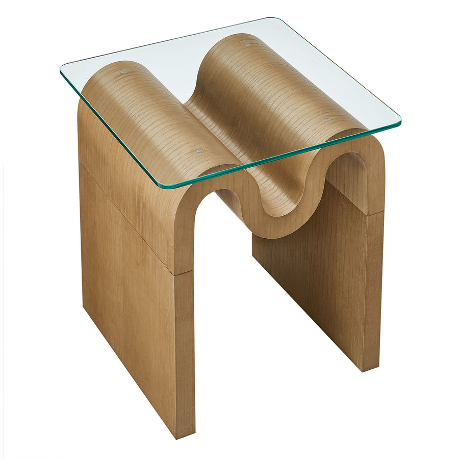 Agave Glass Top Side Table in Natural