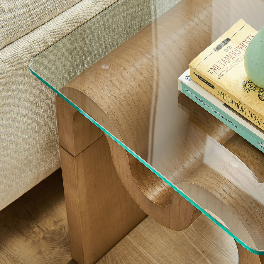 Agave Glass Top Side Table in Natural