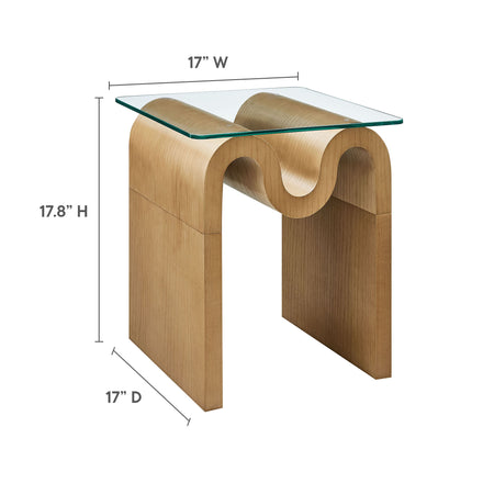 Ondine Glass Top Side Table in Natural