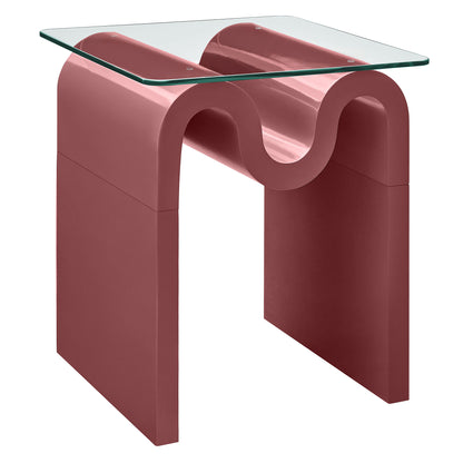 Ondine Glass Top Side Table by Furniture For America