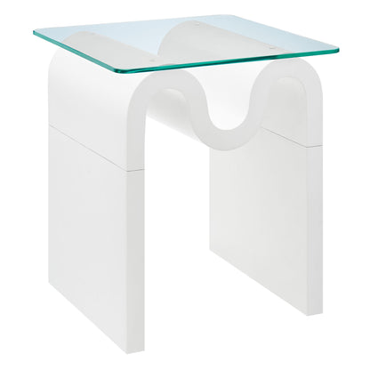 Ondine Glass Top Side Table by Furniture For America