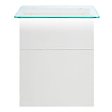 Agave Glass Top Side Table in White