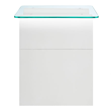 Ondine Glass Top Side Table in White