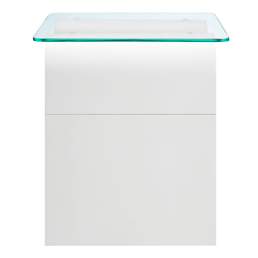 Agave Glass Top Side Table in White