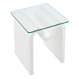 Agave Glass Top Side Table in White