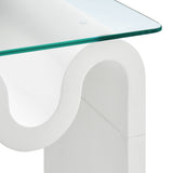 Agave Glass Top Side Table in White