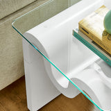 Agave Glass Top Side Table in White