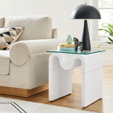 Agave Glass Top Side Table in White
