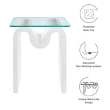 Agave Glass Top Side Table in White