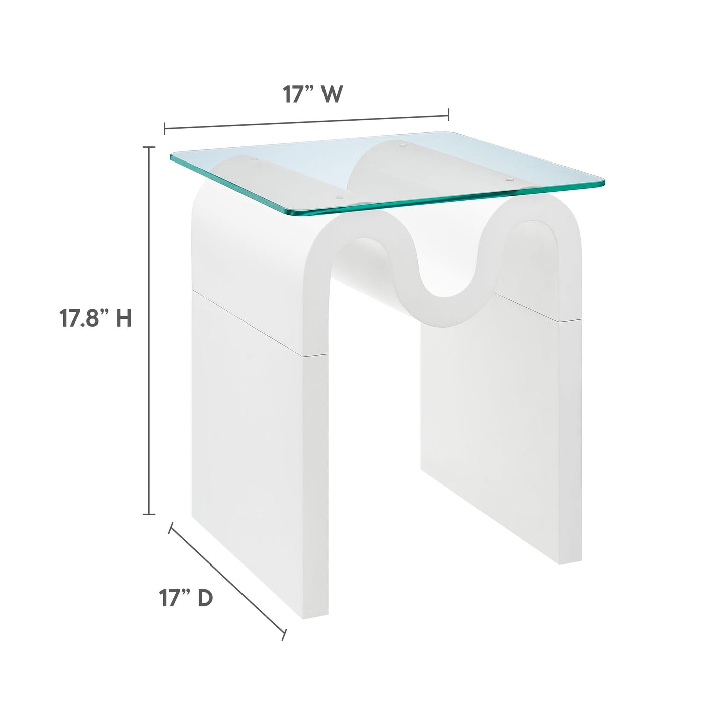 Ondine Glass Top Side Table by Furniture For America