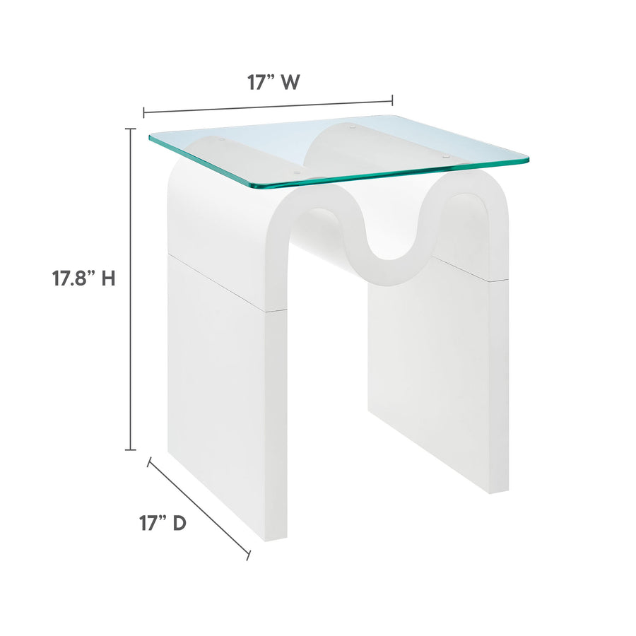 Agave Glass Top Side Table in White