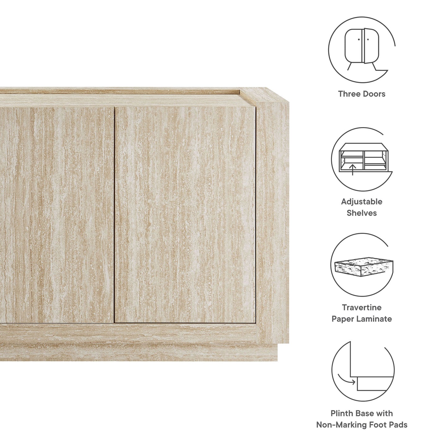 Hollis 59" Travertine Sideboard by Furniture For America