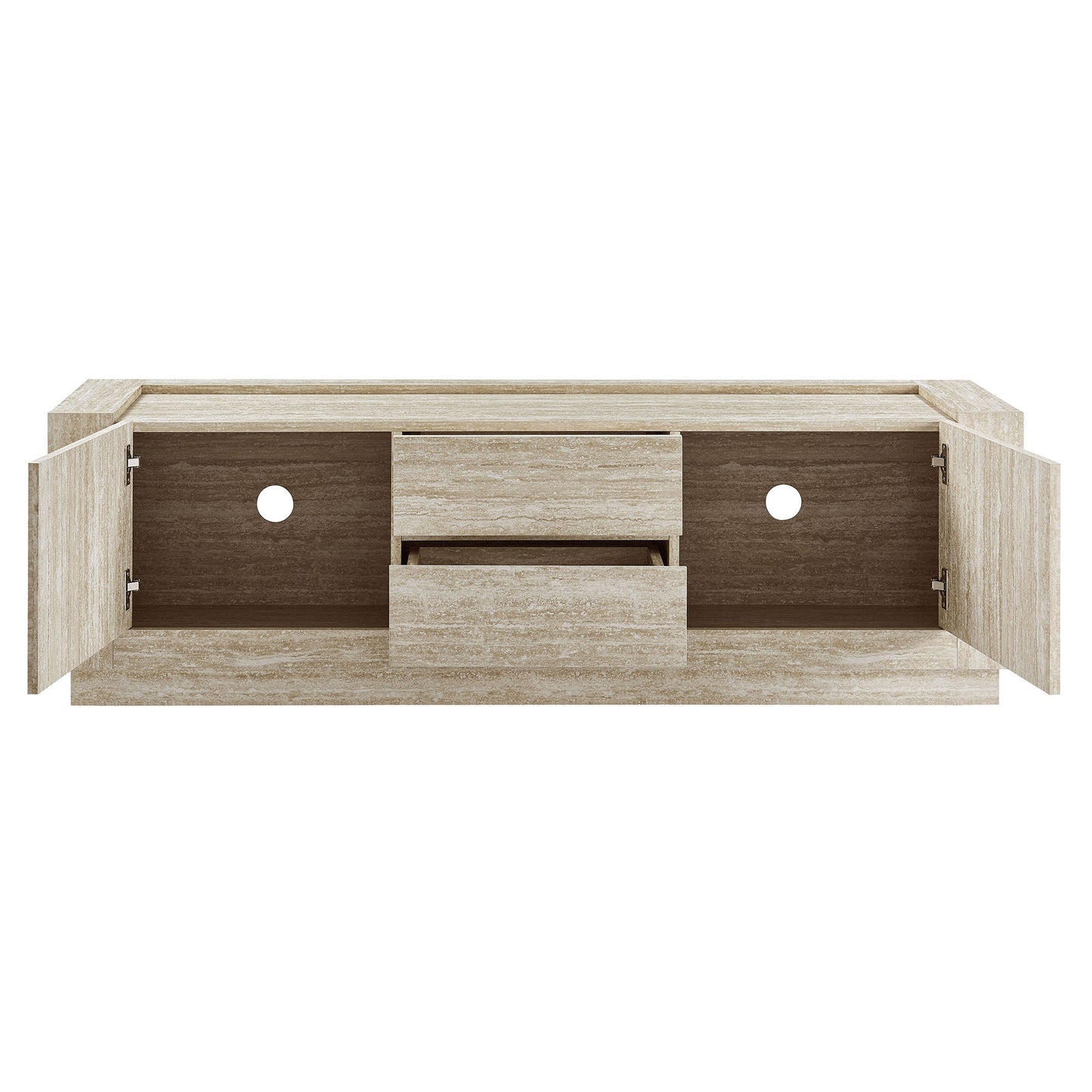 Hollis 59" Travertine TV Stand by Furniture For America