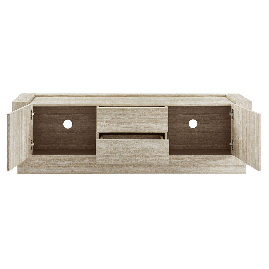 Musk 59" Travertine TV Stand in Travertine