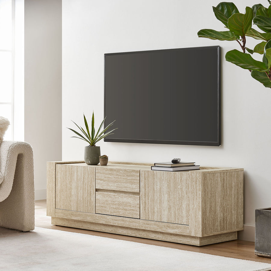 Musk 59" Travertine TV Stand in Travertine