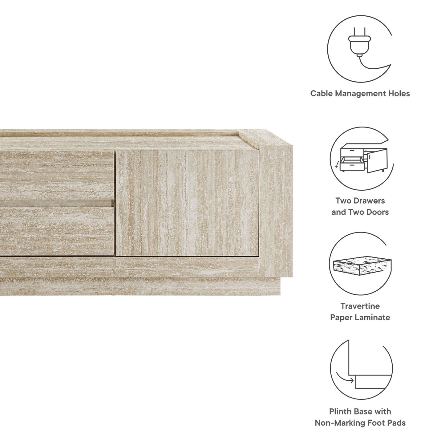 Hollis 59" Travertine TV Stand by Furniture For America