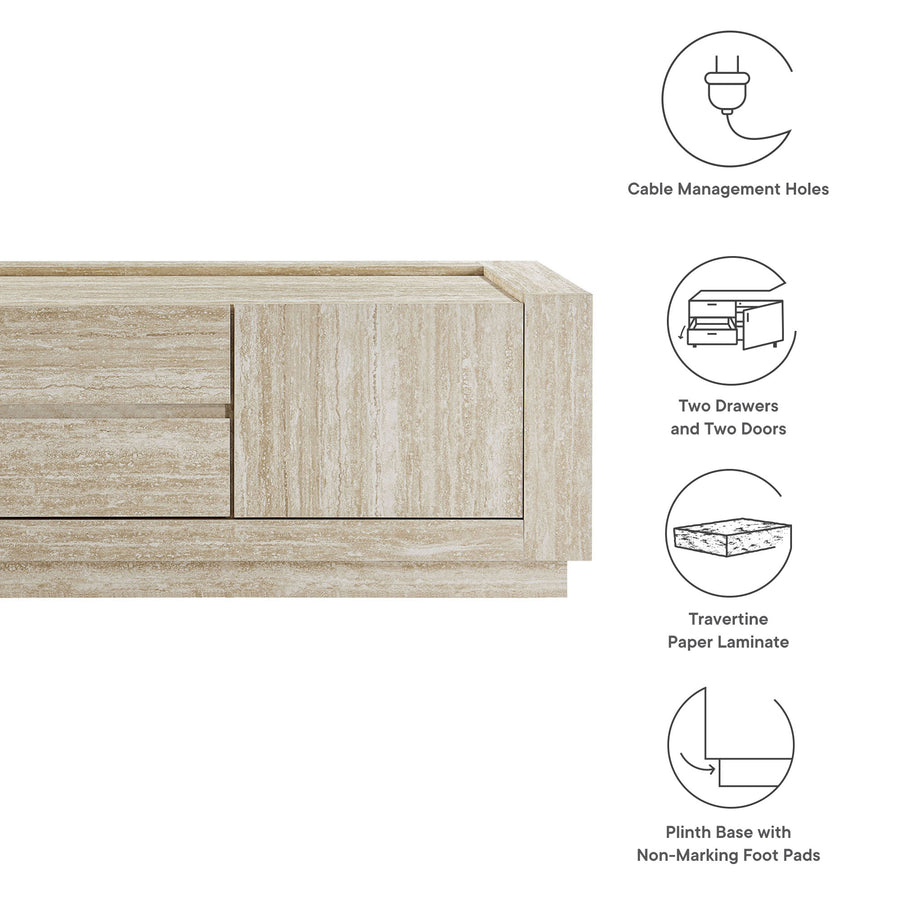 Musk 59" Travertine TV Stand in Travertine