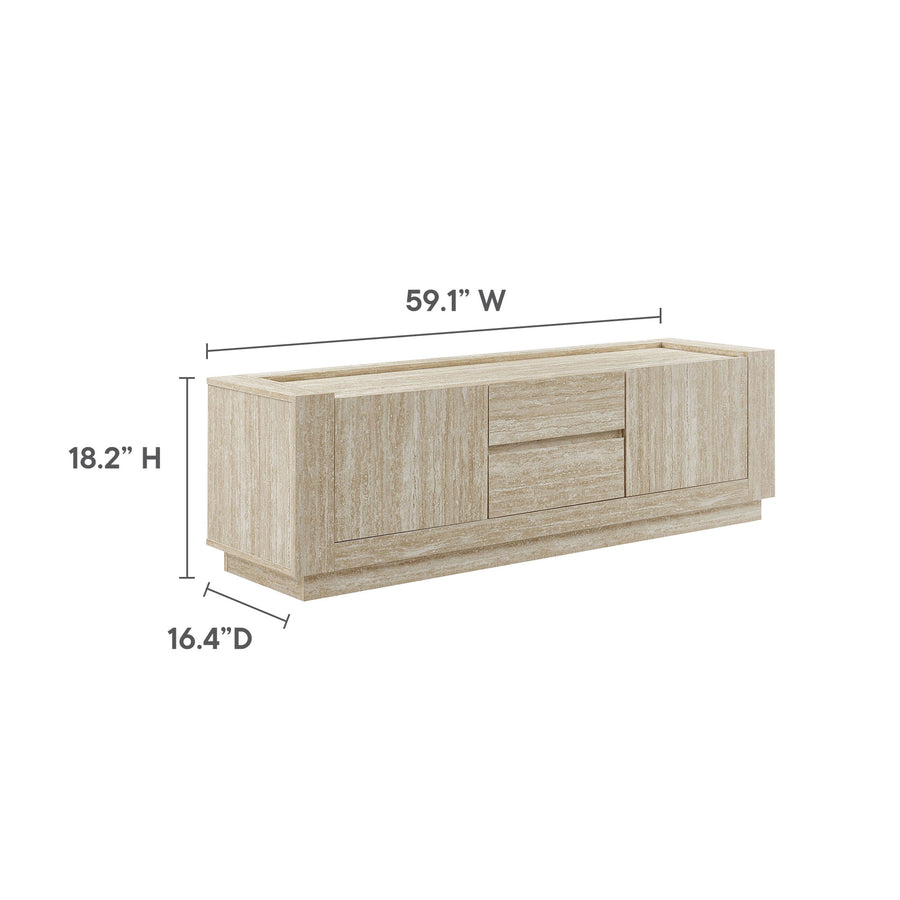 Musk 59" Travertine TV Stand in Travertine