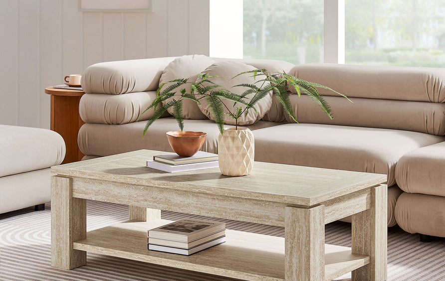 Musk Travertine Coffee Table in Travertine