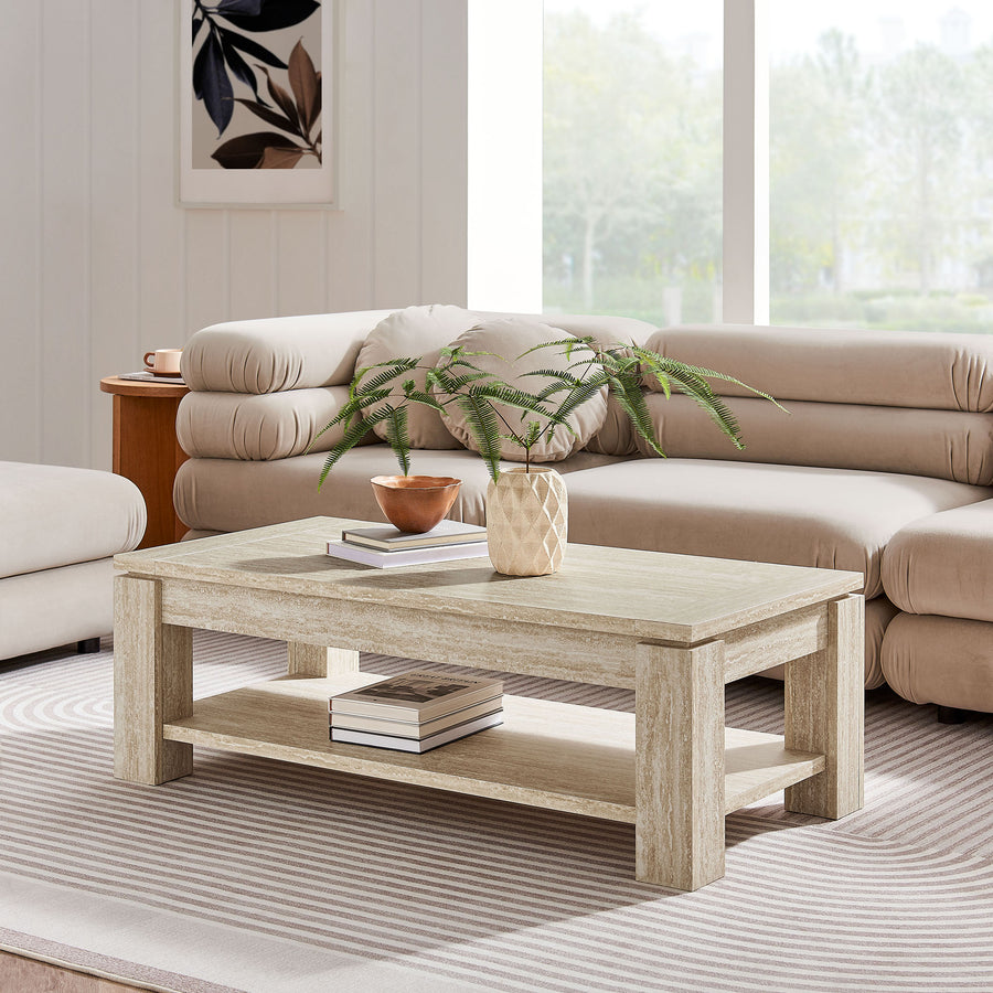 Musk Travertine Coffee Table in Travertine