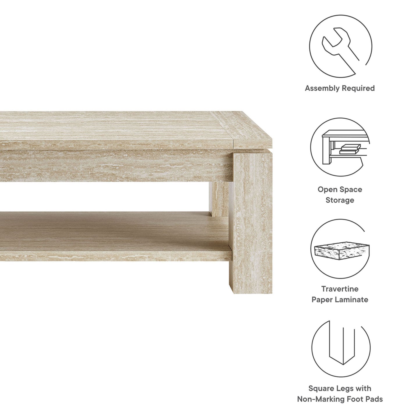 Hollis Travertine Coffee Table by Furniture For America