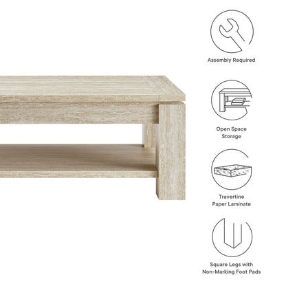 Hollis Travertine Coffee Table by Furniture For America