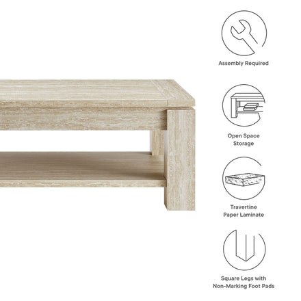Hollis Travertine Coffee Table in Travertine
