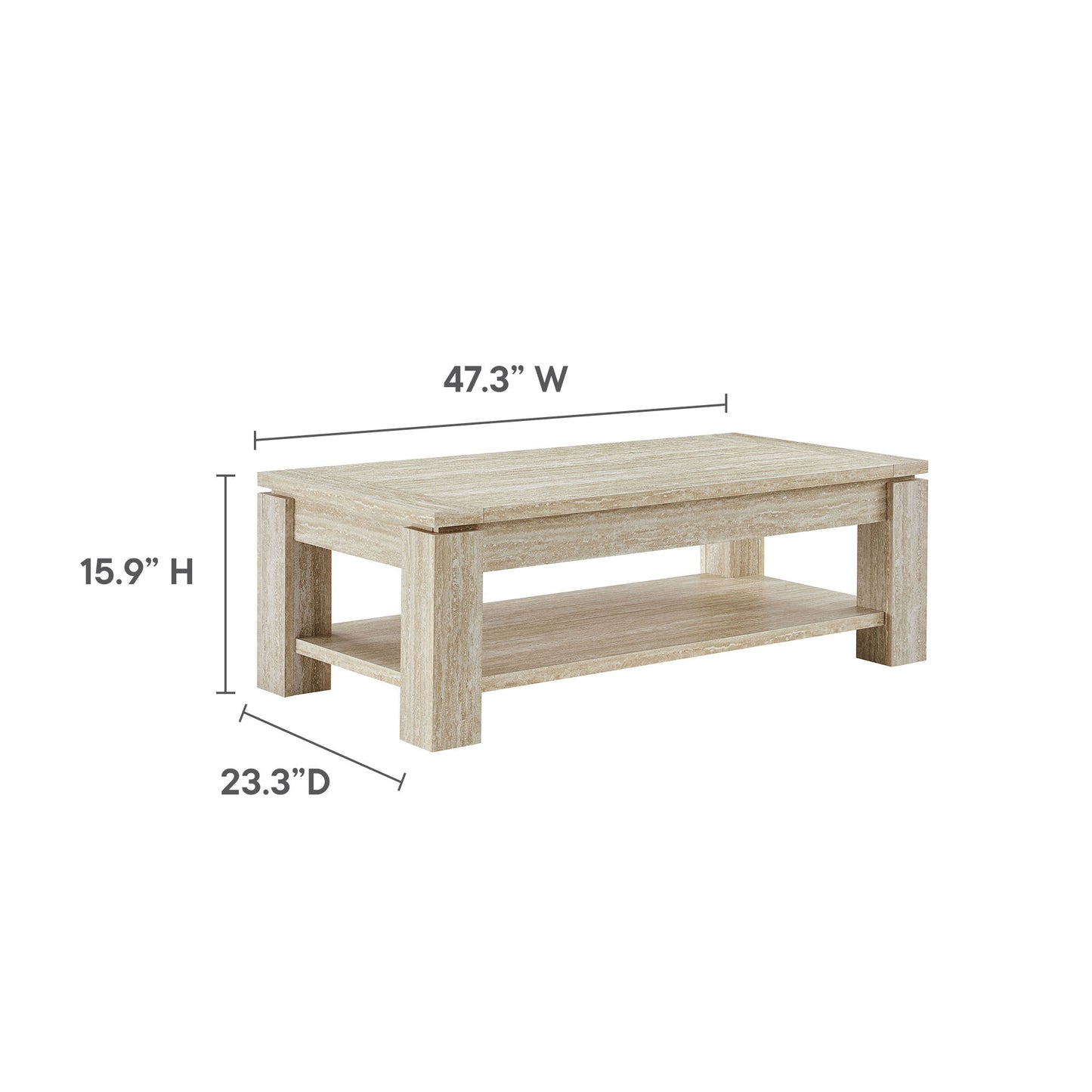 Hollis Travertine Coffee Table by Furniture For America