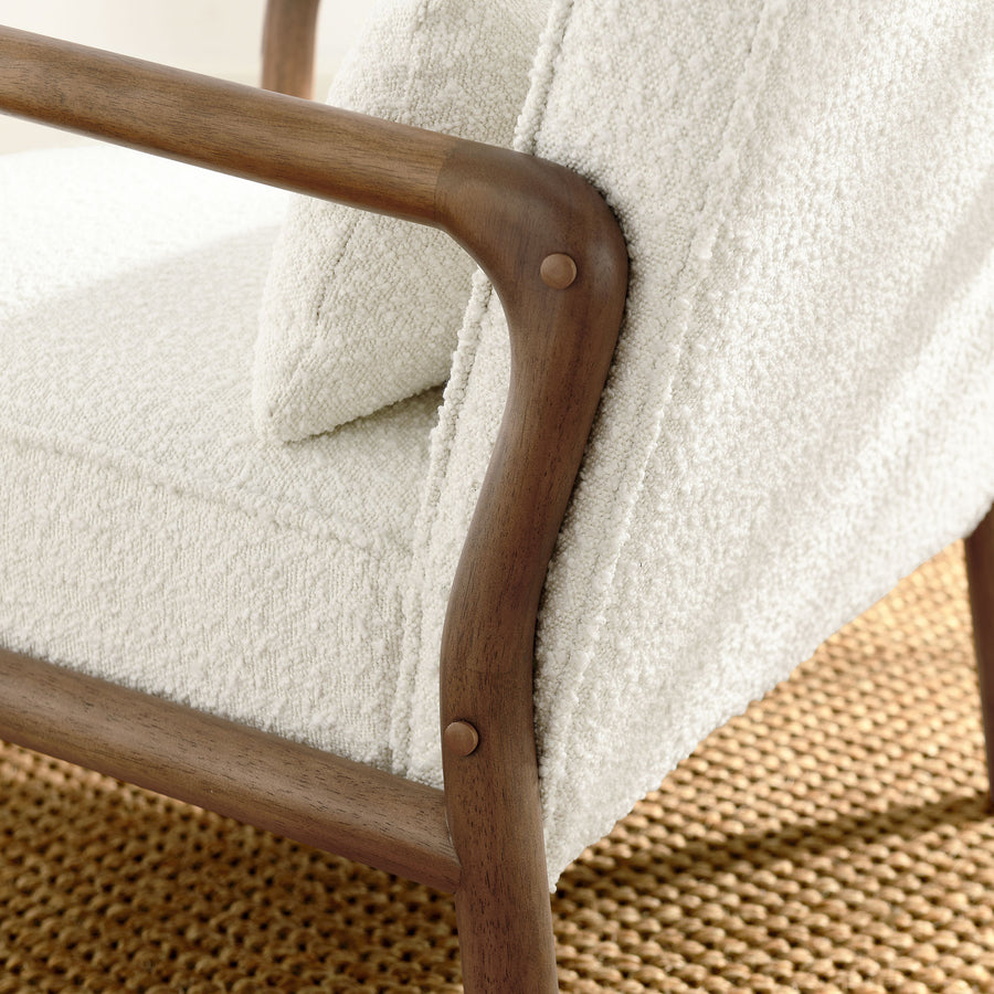 Rhiannon Boucle Upholstered Armchair in Ivory