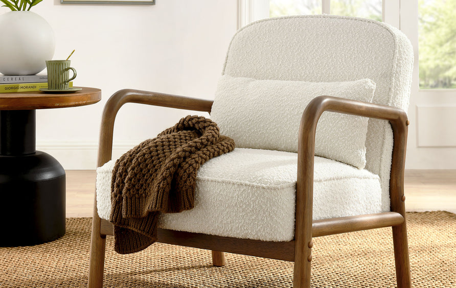 Rhiannon Boucle Upholstered Armchair in Ivory