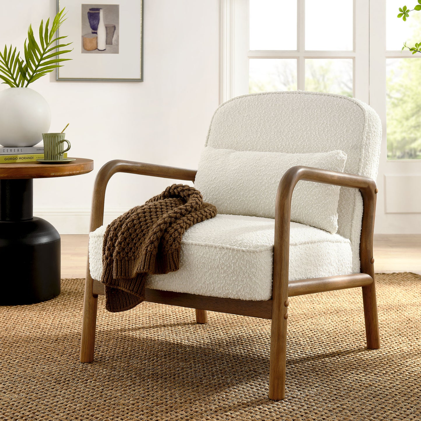 Charlie Boucle Upholstered Armchair by Furniture For America