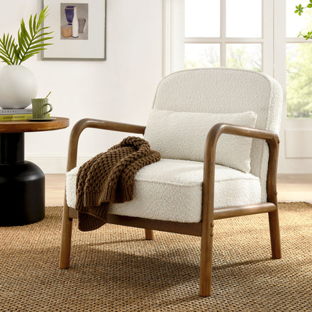 Charlie Boucle Upholstered Armchair in Ivory