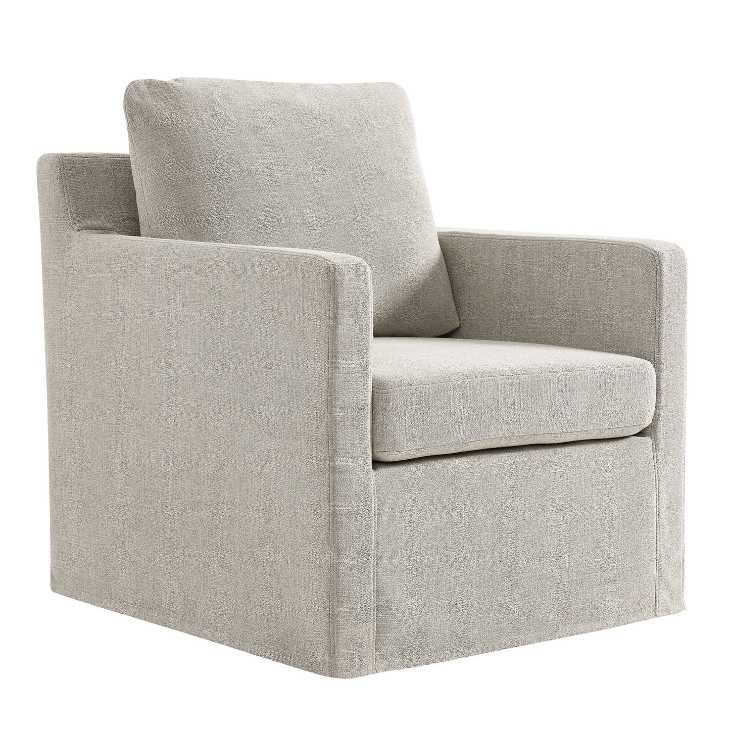 Serene Fabric Slipcovered Swivel Armchair by Furniture For America
