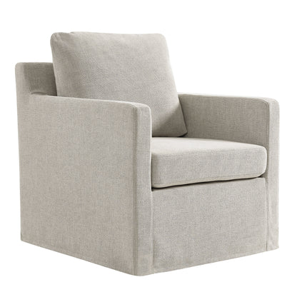 Serene Fabric Slipcovered Swivel Armchair by Furniture For America