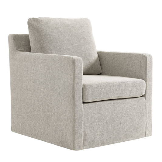 Serene Fabric Slipcovered Swivel Armchair by Furniture For America