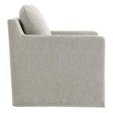 Trim Fabric Slipcovered Swivel Armchair in Linen