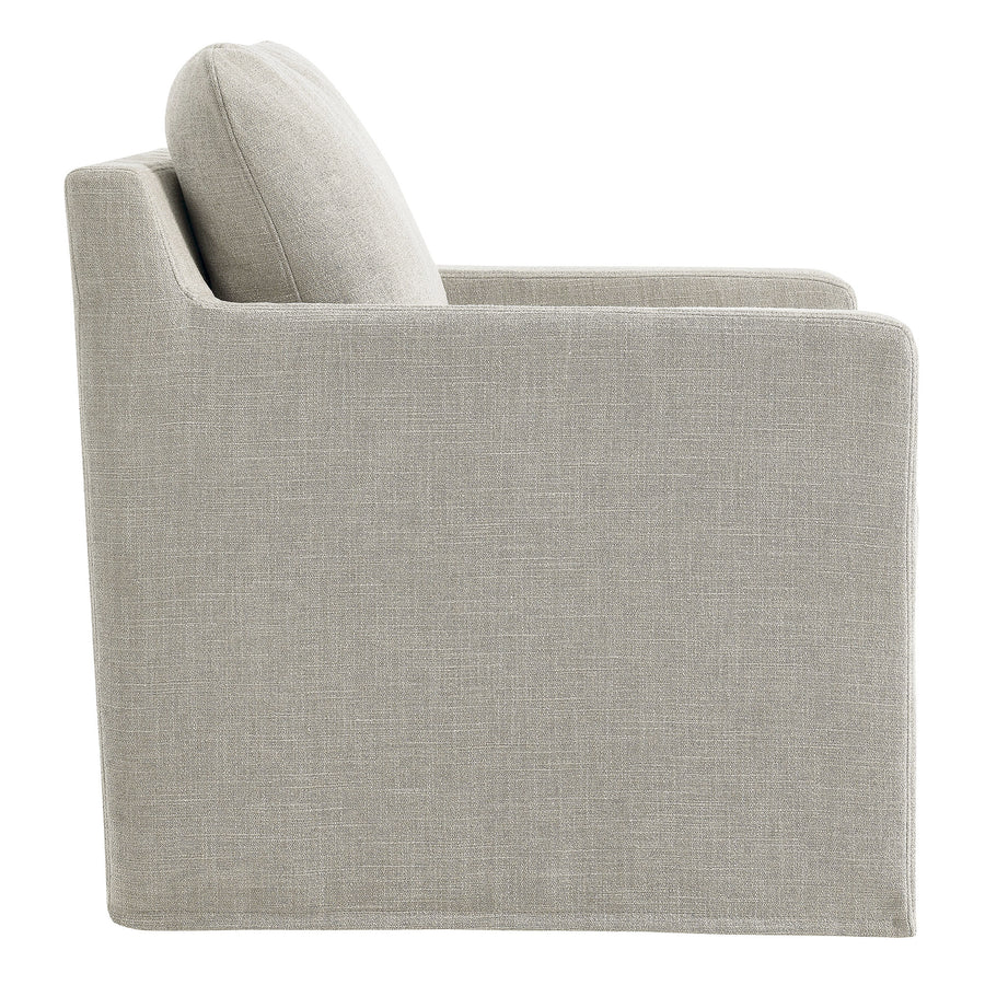 Trim Fabric Slipcovered Swivel Armchair in Linen
