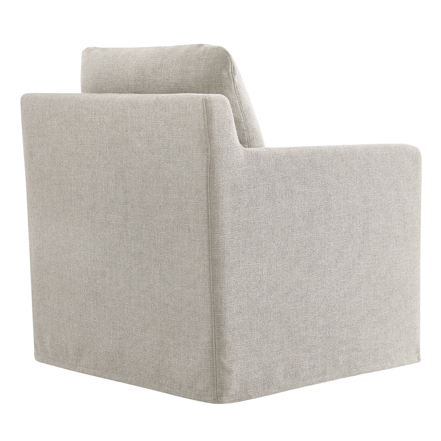Trim Fabric Slipcovered Swivel Armchair in Linen