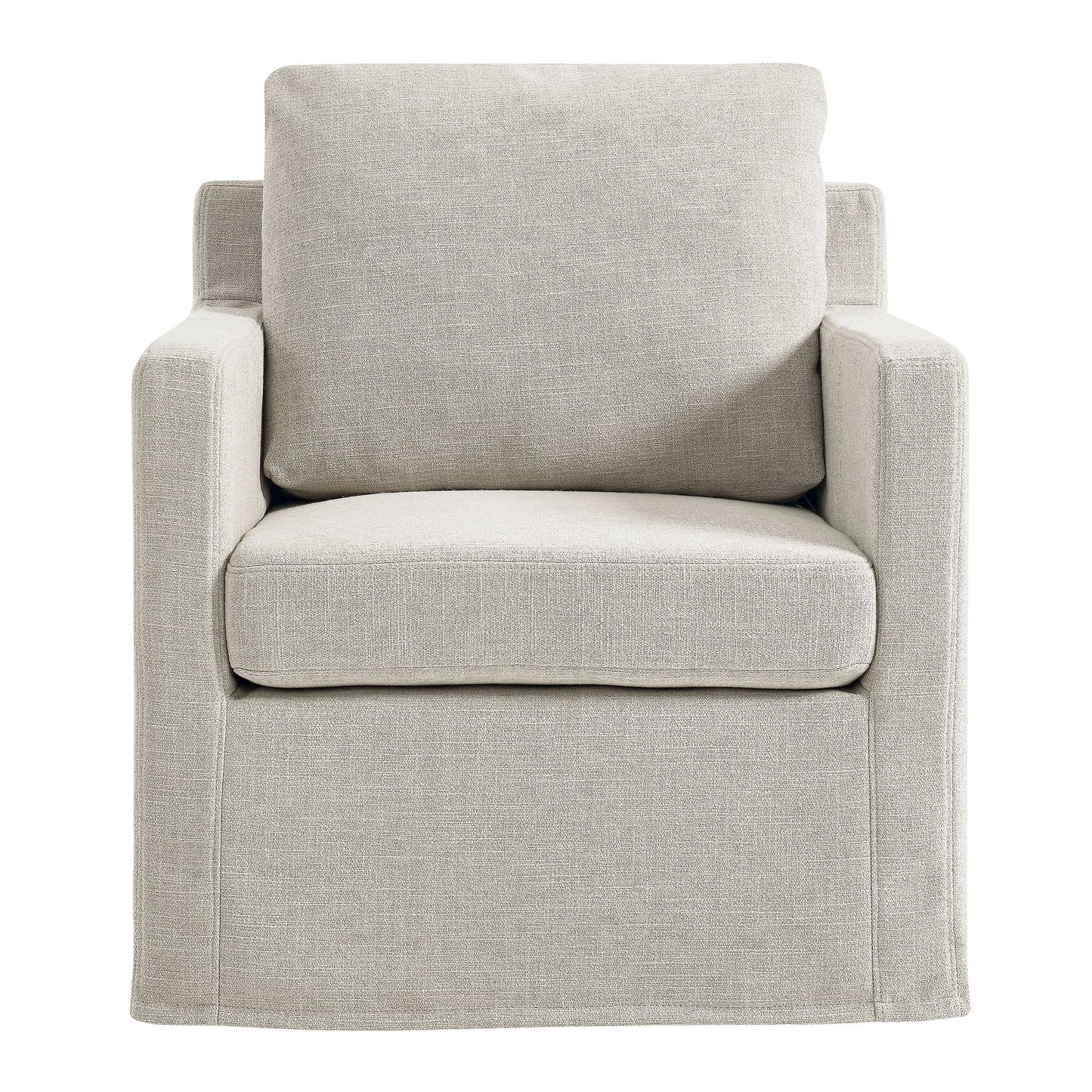 Serene Fabric Slipcovered Swivel Armchair by Furniture For America