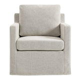 Trim Fabric Slipcovered Swivel Armchair in Linen