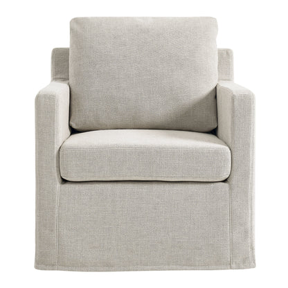 Serene Fabric Slipcovered Swivel Armchair by Furniture For America