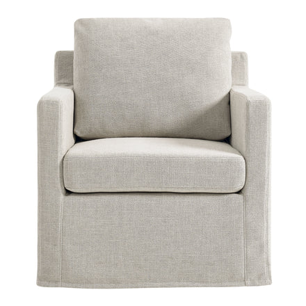 Serene Fabric Slipcovered Swivel Armchair in Linen