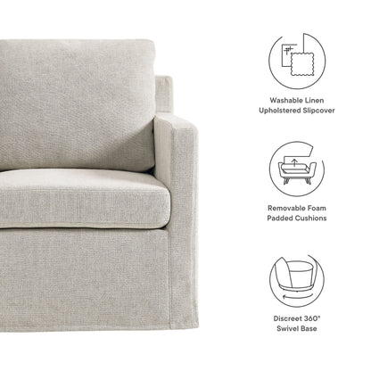 Serene Fabric Slipcovered Swivel Armchair by Furniture For America