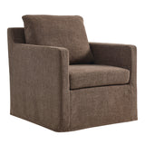 Trim Fabric Slipcovered Swivel Armchair in Mocha